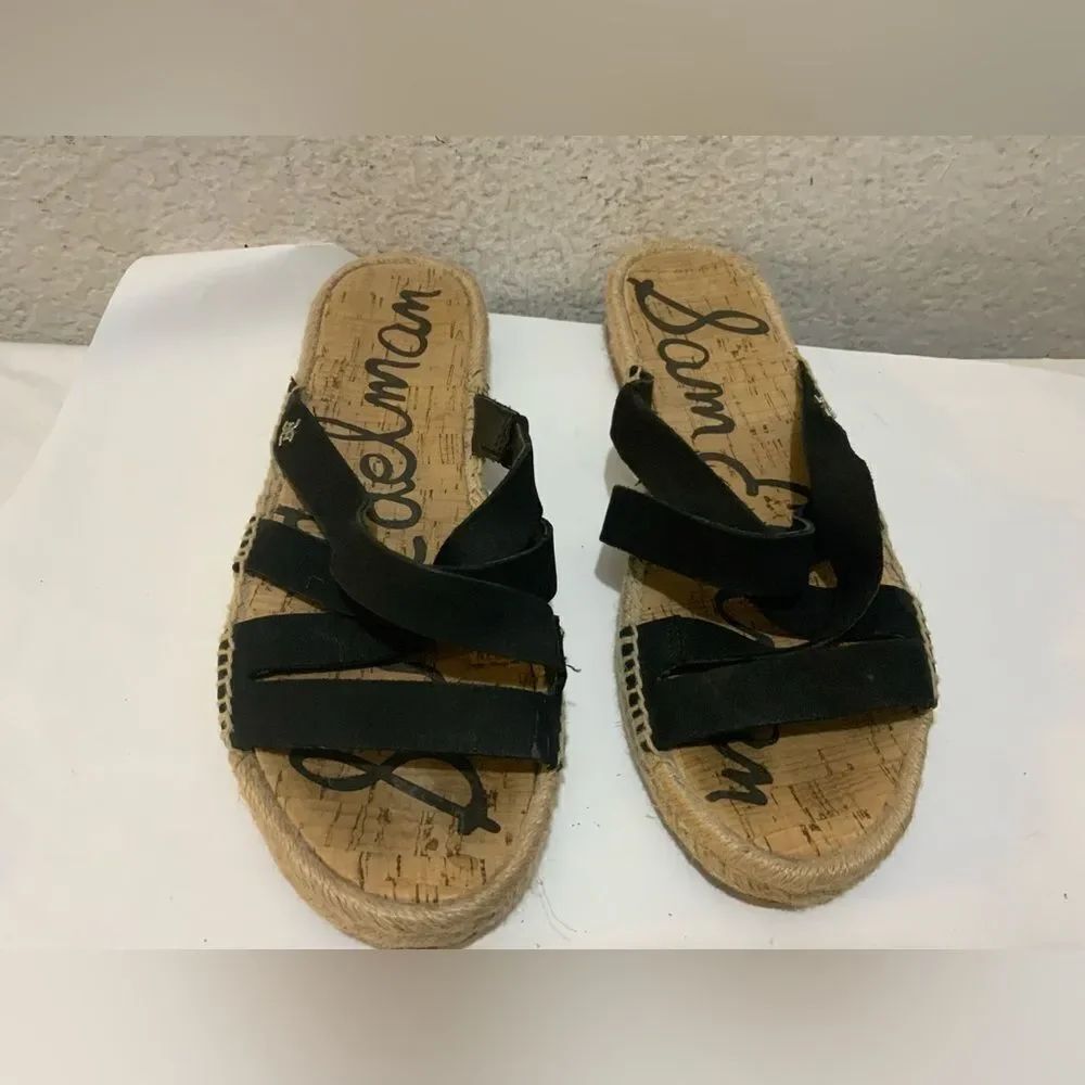 Sam Edelman Averie Espadrille Leather Slide Sandal in Black Womens Size 8 M